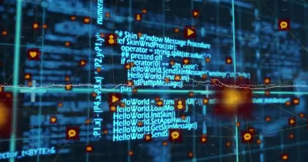 Animación Del Procesamiento Datos Través Red Conexiones Con Iconos Sobre — Vídeos de Stock