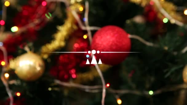 Animatie Van Het Seizoen Begroetingen Tekst Kerstboom Achtergrond Nieuwjaar Kerst — Stockvideo