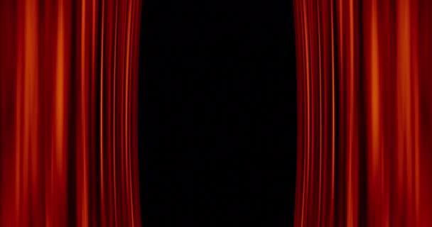 Kırmızı Perde Açılışının Animasyonu Siyah Arkaplanda Yanıp Sönen Noel Işıkları — Stok video