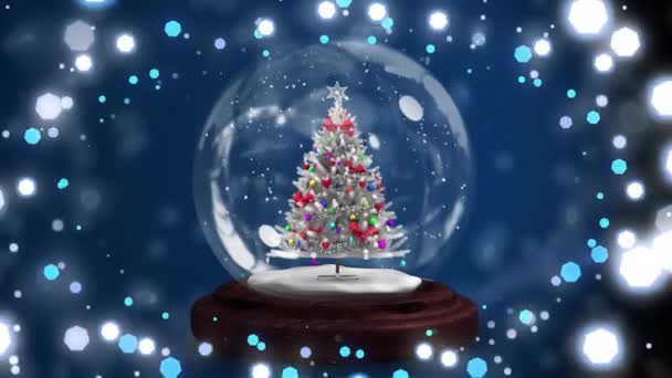 Animação Globo Neve Natal Com Árvore Natal Fundo Azul Natal — Vídeo de Stock