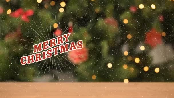 以圣诞树为背景的节日祝福文字的动画 圣诞节 庆祝活动和传统概念数字制作的视频 — 图库视频影像