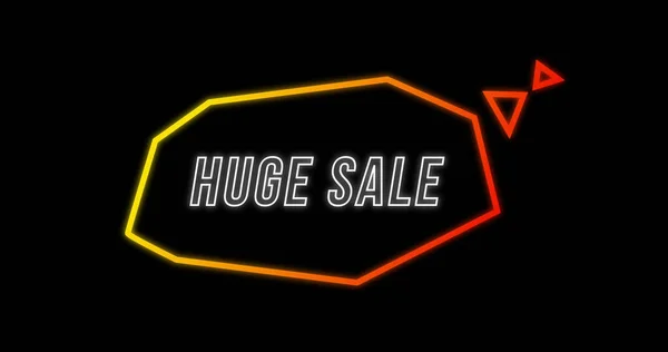 Image Huge Sale Advertisement Retro Eighties Concept Neon Communication Bubble — Stock Photo, Image