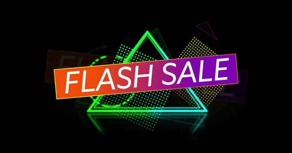 Image Flash Sale Advertisement Retro Eighties Style Neon Shapes Black — Stock Photo, Image
