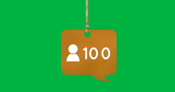 Εικόνα 100 Χρηστών Πράσινο Φόντο Μέσα Κοινωνικής Δικτύωσης Επικοινωνία Συνδέσεις — Φωτογραφία Αρχείου