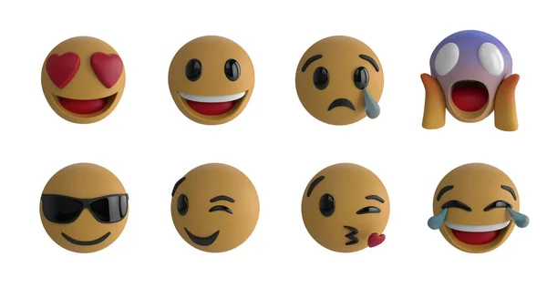 Imagem Diversos Emoticons Sobre Fundo Branco Mídia Social Comunicação Emoções — Fotografia de Stock