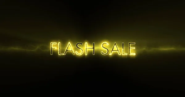Afbeelding Van Gele Flash Sale Zwarte Achtergrond Handel Online Winkelen — Stockfoto