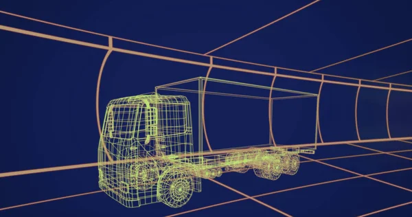 Εικονογράφηση Του Μοντέλου Φορτηγό Μοτίβο Πλέγμα Πάνω Από Τετράγωνα Σχήματα — Φωτογραφία Αρχείου