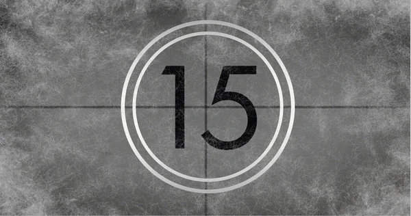Afbeelding Van Nummer Vijftien Vintage Zwart Wit Film Projector Countdown — Stockfoto