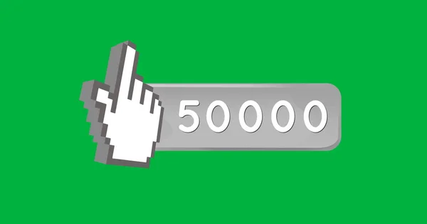 Εικόνα 50000 Και Χέρι Πράσινο Φόντο Μέσα Κοινωνικής Δικτύωσης Επικοινωνία — Φωτογραφία Αρχείου