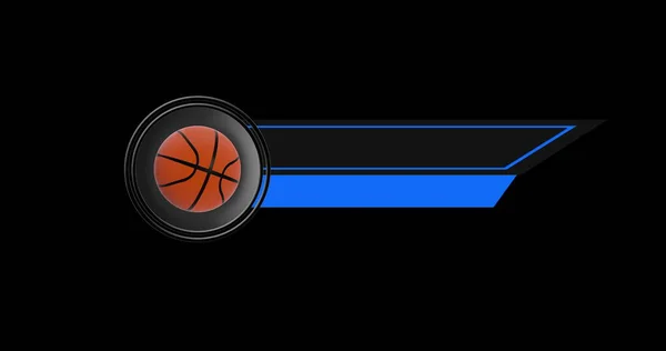 Image Ballon Basket Ruban Bleu Sur Fond Noir Sport Jeux — Photo