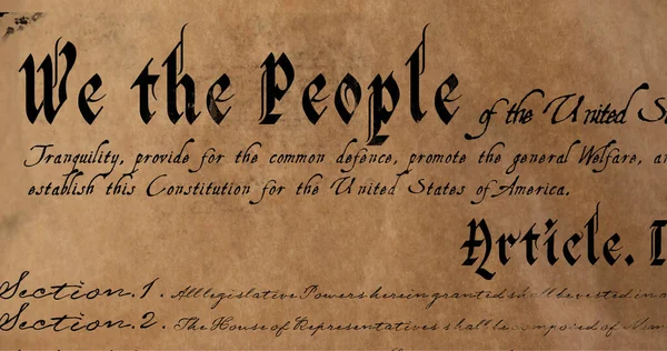 Image Writings Old Vintage Brownish Paper Sheet American Patriotism Constitution — Stock Photo, Image