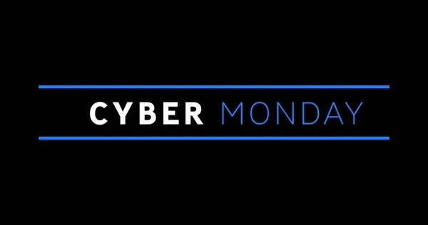 Image Cyber Monday Blue Lines Black Background Trade Online Shopping — Stock Photo, Image