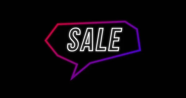 Bild Des Verkaufs Neon Sprechblase Auf Schwarzem Hintergrund Handels Einkaufs — Stockfoto