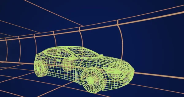 海軍のデジタル空間における車のプロジェクトの画像 仮想現実 デジタルインターフェイスとテクノロジーの概念 — ストック写真