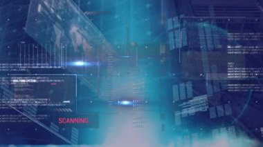 Dünya üzerinde veri işleme animasyonu. küresel iş ve dijital arayüz kavramı dijital olarak oluşturulmuş video.