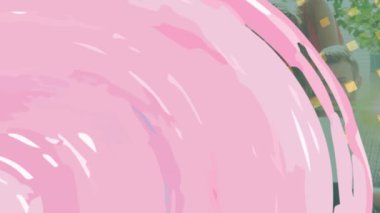 Beyaz adamın üzerinde pembe şekilli bir animasyon. Renk, şekil, iletişim ve iş konsepti dijital olarak oluşturulmuş video.