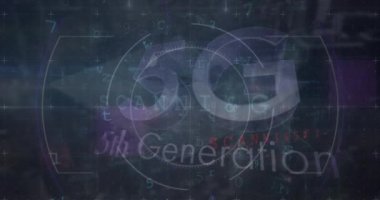 Bilgisayar anakartından 6G metin ve veri işleme animasyonu. Dijital olarak oluşturulmuş küresel çevrimiçi siber güvenlik, bilgisayar ve veri işleme kavramı.