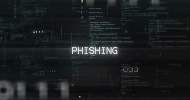 Animacja Phishingu Tekstu Przetwarzania Danych Przez Płytę Główną Komputera Globalna — Wideo stockowe