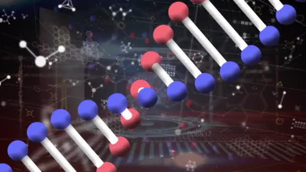 Animação Fiação Fio Dna Moléculas Processamento Dados Conceito Global Ciência — Vídeo de Stock