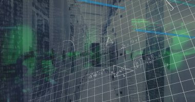 Sunucu odasında veri işleme resmi. küresel iş ve dijital arayüz kavramı dijital olarak oluşturulmuş görüntü.