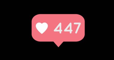 Siyah arka planda 447 sosyal medya tepkisi. Sosyal medya, iletişim, küresel ağ ve teknoloji kavramı.