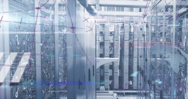 Bu resim, veri işleyen küresel bir bilgisayar sunucu ağının dijital bir görüntüsüdür. Resim, sunucu ağında akan verileri ve yüzeyde parlayan ışık izlerini gösterir.. 