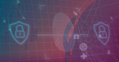 Kırmızı arkaplandaki şekiller üzerinde asma kilit simgeleriyle bağlantı ağının bileşimi. Küresel bağlantılar, hesaplama ve dijital arayüz konsepti dijital olarak oluşturuldu.