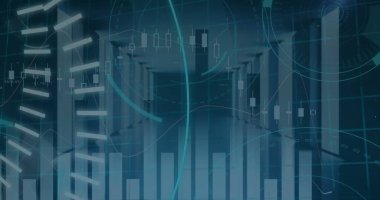 Sunucu odasında 5G metin ve veri işleme ile tarama alanı görüntüsü. Küresel teknoloji, bilgisayar ve dijital arayüz kavramı dijital olarak oluşturulmuş görüntü.