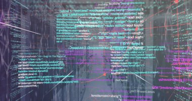 Sunucu odasında veri işleme resmi. küresel iş ve dijital arayüz kavramı dijital olarak oluşturulmuş görüntü.