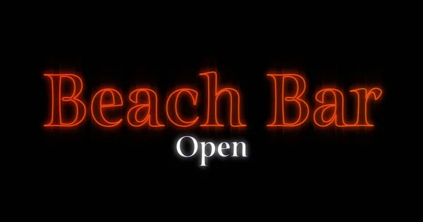Bild Einer Neonfarbenen Strandbar Die Auf Schwarzem Hintergrund Geöffnet Ist — Stockfoto