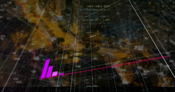 Afbeelding Van Grafiek Gegevensverwerking Stadsgezicht Global Business Financiën Digitaal Interface — Stockfoto