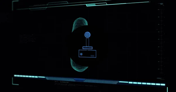 Composición Del Icono Del Gamepad Procesamiento Datos Sobre Fondo Negro —  Fotos de Stock