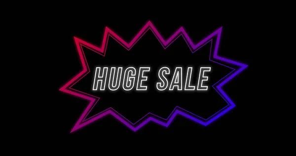 Afbeelding Van Enorme Sale Advertentie Retro Eighties Concept Met Neon — Stockfoto