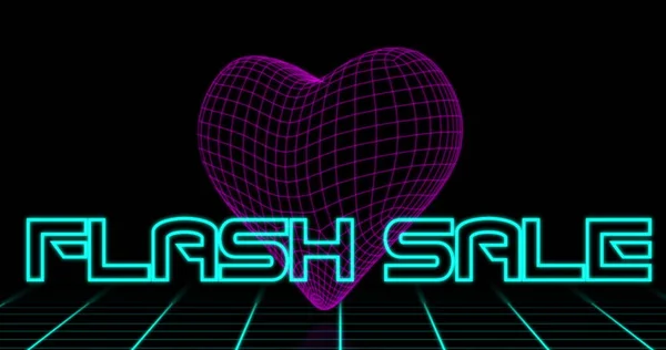 Neon Flashsale文字对复古心脏的映像 — 图库照片