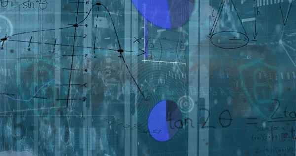 Immagine Equazioni Matematiche Elaborazione Dati Server Room Concetto Globale Tecnologia — Foto Stock