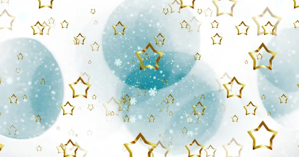Imagem Estrelas Caindo Sobre Manchas Natal Celebração Conceito Interface Digital — Fotografia de Stock