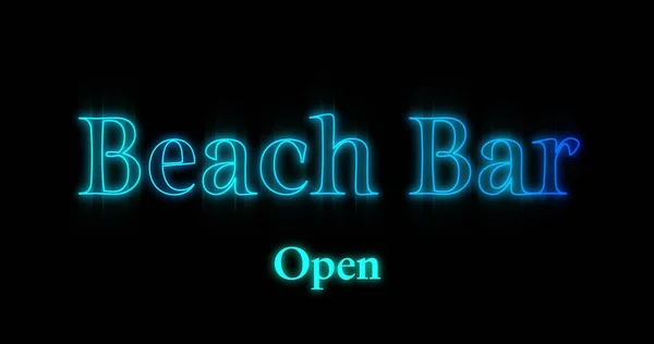 Bild Einer Neonfarbenen Strandbar Die Auf Schwarzem Hintergrund Geöffnet Ist — Stockfoto