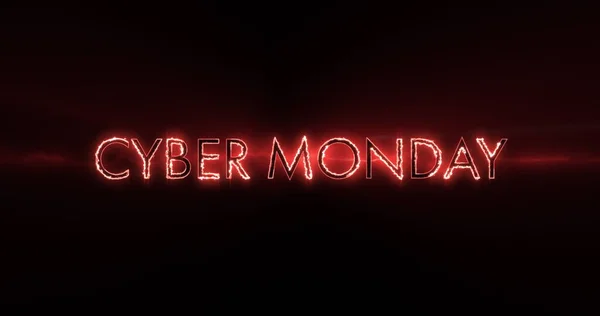 Image Red Neon Cyber Monday Sale Black Background Trade Online — Stock Photo, Image