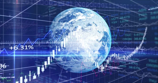 Imagen Diversos Datos Gráficos Procesados Todo Mundo Espacio Digital Marina — Foto de Stock