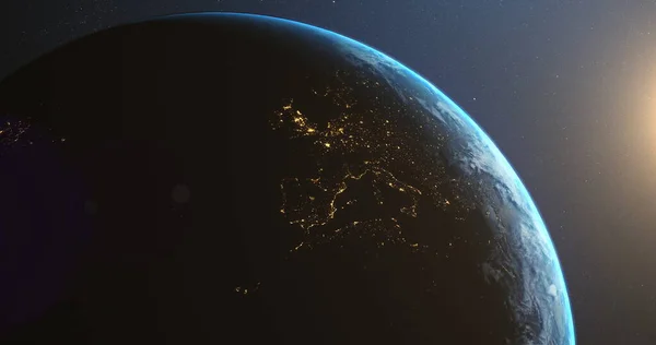 Satellitenbild Von Erde Und Sonne Die Vom Weltraum Aus Sichtbar — Stockfoto