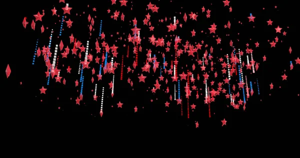 Imagem Estrelas Vermelhas Com Fogos Artifício Azuis Brancos Caindo Sobre — Fotografia de Stock
