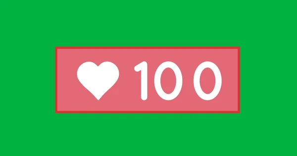 Зображення 100 Любить Зеленому Тлі Соціальні Медіа Комунікація Мережа Концепція — стокове фото