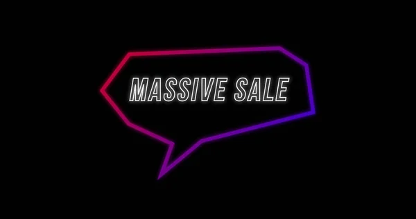 Зображення Реклами Massive Sale Концепції Ретро Вісімдесяті Неоновою Комунікаційною Бульбашкою — стокове фото