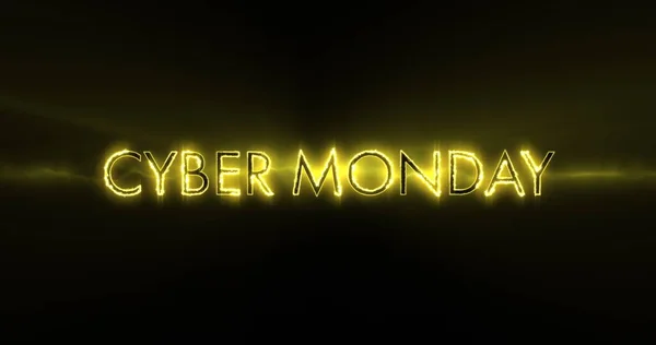 Image Yellow Cyber Monday Black Background Trade Online Shopping Sales — Stock Photo, Image