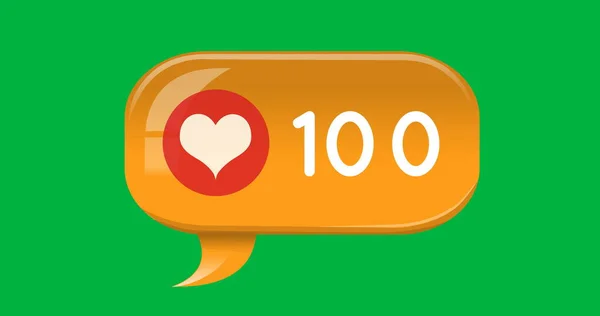 Bild 100 Gillar Grön Bakgrund Sociala Medier Kommunikation Anslutningar Globalt — Stockfoto