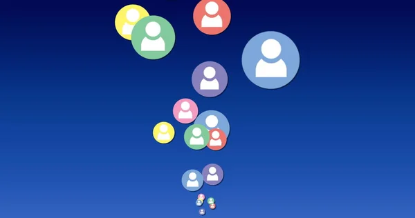 Obrázek Uživatelských Ikon Modrém Pozadí Sociální Média Komunikace Připojení Globální — Stock fotografie