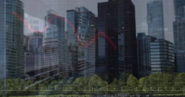 Bild Finacial Databehandling Över Stadsbilden Global Verksamhet Ekonomi Databehandling Och — Stockfoto