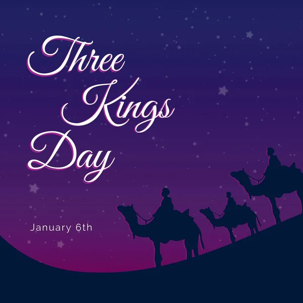 Composition of three kings day text over nativity. Three kings day and celebration concept digitally generated image.