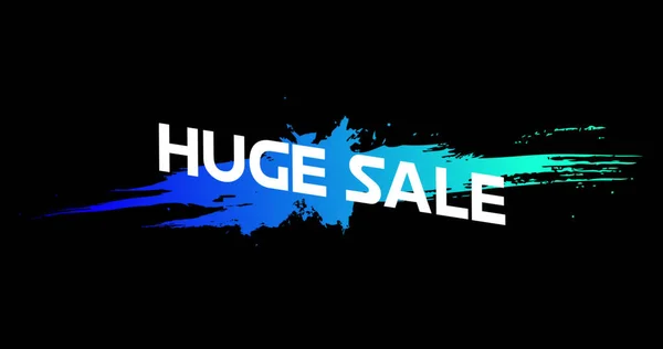 Image of Huge Sale advertisement in Retro Eighties concept with neon paint against black background