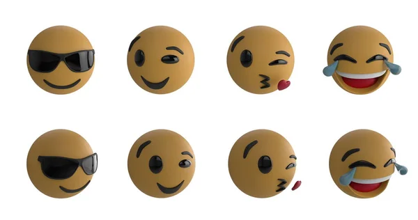 Imagem Diversos Emoticons Sobre Fundo Branco Mídia Social Comunicação Emoções — Fotografia de Stock